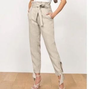 Reformation Ankle Tie Linen Pant